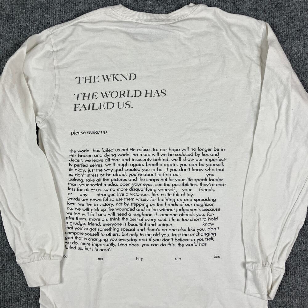 WKND T-Shirt Womens S White Long Sleeve The World Has Failed UsGraphicStreetwear